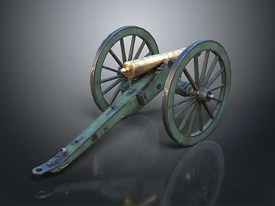 Historical Weapon Vintage Cannon Design With Wooden Wheels And Metal Barrel Features 3d model
