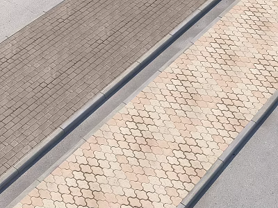 Paved Ground With Gray Rectangular Bricks And Beige Hexagonal Pattern Design 3d model