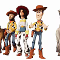 Animated Game Movie Characters With Cowboy Outfits Female Figure Spotted Pants And Horses