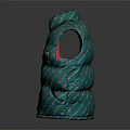 Turquoise Striped Puffer Vest With Brand Label And Pink Lining Details