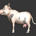 Cute Cartoon Cow Character With Brown Horns Black White Spots Pink Nose And Blue Eyes