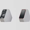 Modern White Computer Cases With Geometric Design Red Accents And Ventilation Grilles 3d model