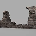 Ancient Ruined Brick Building Exterior Wall With Broken Structure And Weathered Texture