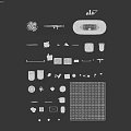 Bathroom Accessories Collection Featuring Bathtub Toilet Sink Shower Fixture Towel Rack And Plant