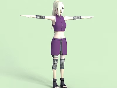 Technology Exhibition Hall Showcasing 3D Character In Purple Outfit With Arm Guards 3d model