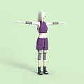 Technology Exhibition Hall Showcasing 3D Character In Purple Outfit With Arm Guards