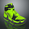 High Top Neon Green Black Athletic Shoes With Reflective Sole And Stylish Design