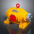 Yellow Metal Industrial Equipment With Red Lifting Ring Red Cover Supporting Feet And Warning Sign