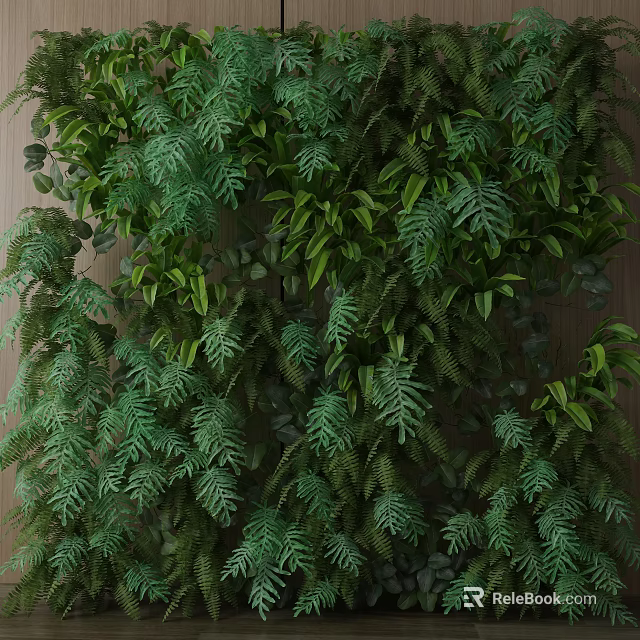 Indoor Living Plant Wall With Lush Green Vertical Garden Foliage Design 3d model 