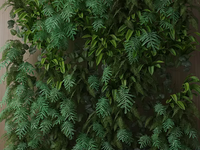 Indoor Living Plant Wall With Lush Green Vertical Garden Foliage Design 3d model