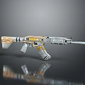 Modern Combat Rifle With Gold And Silver Metallic Accents And Detailed Design Features 3d model