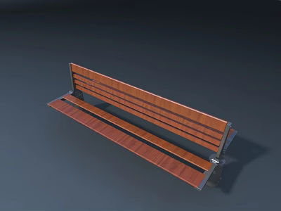 Modern Wooden Outdoor Bench With Metal Frame For Garden and Patio Use 3d model
