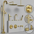 Modern Bathroom Faucet With Shower Head Control Knobs And Metal Fixtures 3d model
