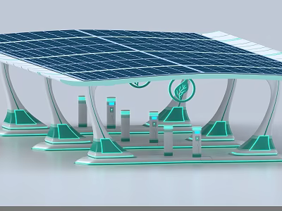 Future Architecture Design With Solar Panel Roof And Sustainable Green Energy Elements 3d model