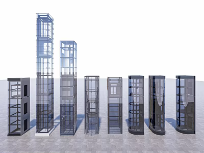 Collection Of Various Elevator Designs Featuring Transparent Glass And Modern Shapes 3d model