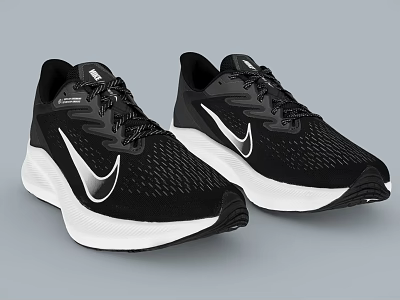 Black And White Running Shoes With Mesh Upper Breathable Athletic Design 3d model