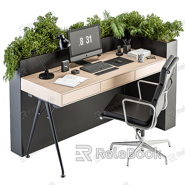 modern office desk and chair model