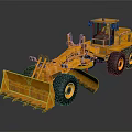 Yellow Construction Loader With Large Tires Front Bucket And Cab 3d model