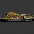 Fast Food Meal Plate With Hamburger French Fries Wrap And Cherries