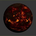 Glowing Lava Sphere With Red Orange Textured Surface On Gray Background