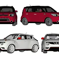 Red and White Compact Cars with Sporty Design and Modern Exterior Features