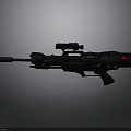 Futuristic Black Sci Fi Rifle With Scope And Red Triangle Marking
