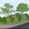 Lush Outdoor Garden Plant Combination With Trees Bushes And Colorful Flowers