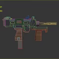 Futuristic Sci Fi Pistol Weapon With Gray Brown Grip Barrel And Body Design