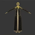 Gray Dress With Yellow Neck Accessory And Layered Hem On Mannequin