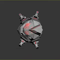 Futuristic 3D Mechanical Sphere With Red Core And Metallic Detailed Components 3d model