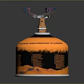 Orange Portable Gas Cylinder With Warning Label And Burner Support