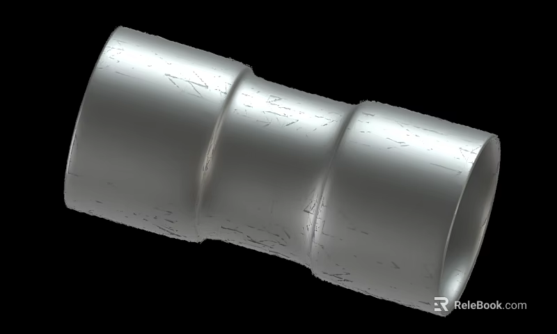 Three Way Metal Pipe With Textured Surface And Cylindrical Structure 3d model 