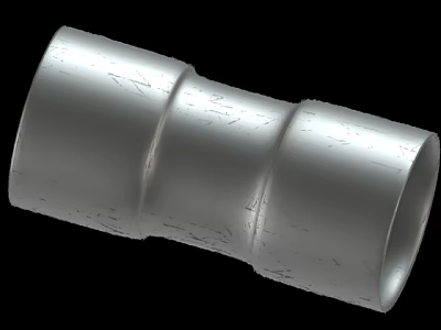 Three Way Metal Pipe With Textured Surface And Cylindrical Structure 3d model