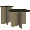 Two Round Metal Coffee Tables With Modern Textured Surface And Stacked Design 3d model