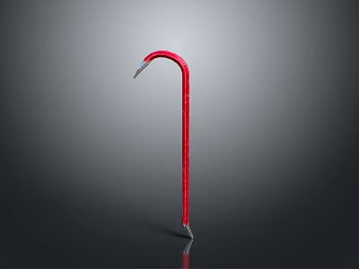 Red Curved Metal Crowbar Tool With Sharp Tips And Durable Construction 3d model