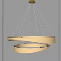 Modern Double Ring Polished Metal Chandelier With Illuminated Circular Design