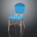 Blue And White Striped Woven Leisure Chair With Wooden Frame For Patio Use