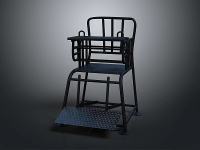 Sturdy Black Metal Baby High Chair With Tray And Footrest Design 3d model