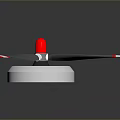 Aircraft Propeller 3D Model With Gray Blades Red White Stripes And Central Hub