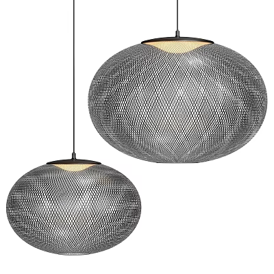 Modern Round Mesh Pendant Lights With Metallic Texture For Ceiling Hanging 3d model
