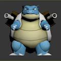 Blastoise Game Character With Blue Cream Body Turtle Shell And Cannon Tubes 3D Render 3d model