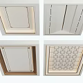 Modern Decorative Ceiling Design With Metal Frames Recessed Lighting And Geometric Patterns 3d model