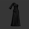 Elegant Women's Black Long Dress With Slit Design And Long Sleeves