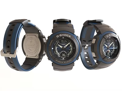 G SHOCK Watches Showcase Three Models With Dial Strap And Back Case Details From Different Angles 3d model
