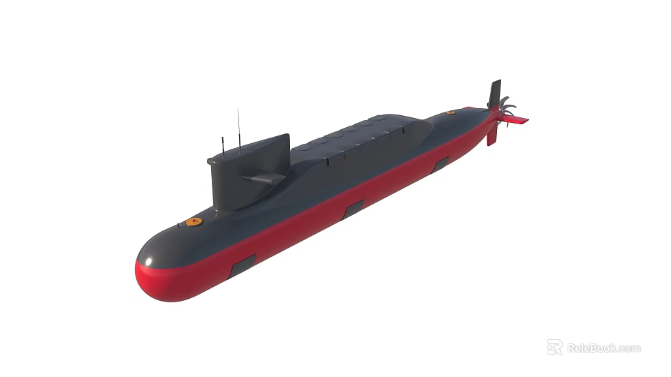 Advanced Modern Submarine Warship Featuring Black Red Hull And Periscope Structure 3d model 