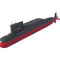 Advanced Modern Submarine Warship Featuring Black Red Hull And Periscope Structure 3d model