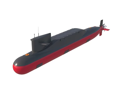 Advanced Modern Submarine Warship Featuring Black Red Hull And Periscope Structure 3d model