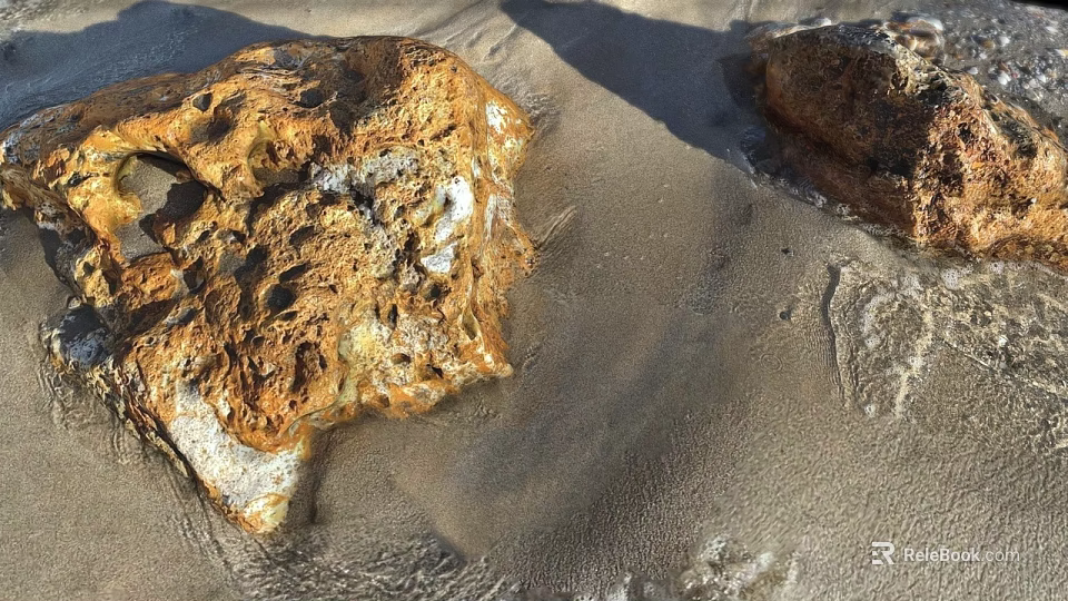 Garden Landscape Design Featuring Natural Rock Formation And Smooth Sand Textures 3d model 