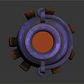 Purple Metallic Cauldron With Handles On Burning Logs And Flames