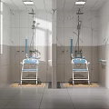 Other Bathroom Interior With Shower Chairs Grab Bars Ceramic Tiles And Window Lighting
